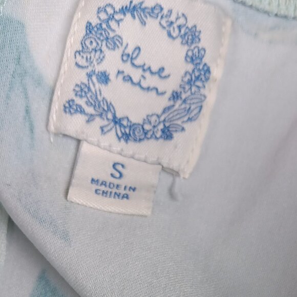 Francesca’s Leslee Lemon Print Blue Rain Mini Dress SZ S - Picture 9 of 9